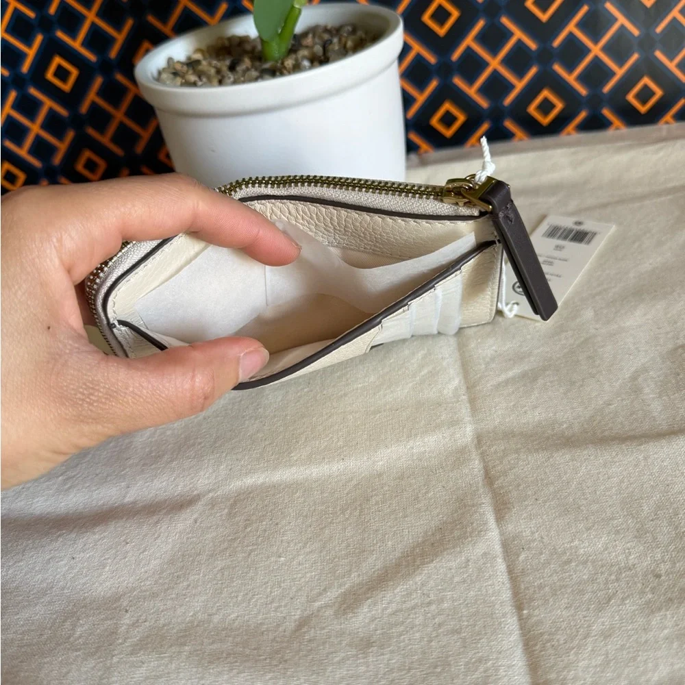 NWT Tory Burch felix zip card case new moon Leather Wallet - Picture 7 of 10